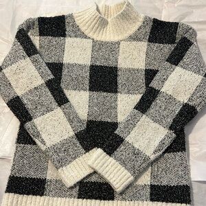 Cat & Jack Girls Black & White Checked Sweater